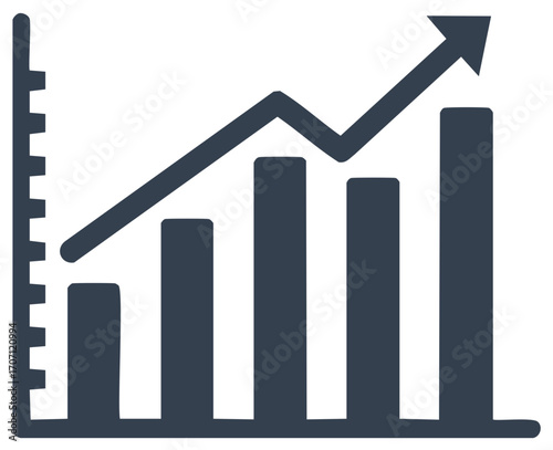Simple upward bar chart graphic with an arrow indicating growth and trend