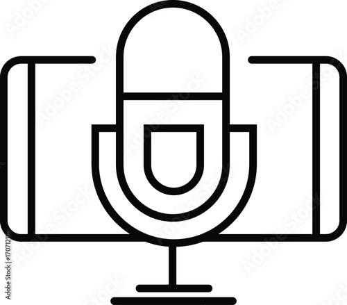 Vector illustration of a podcast icon. Black and white.