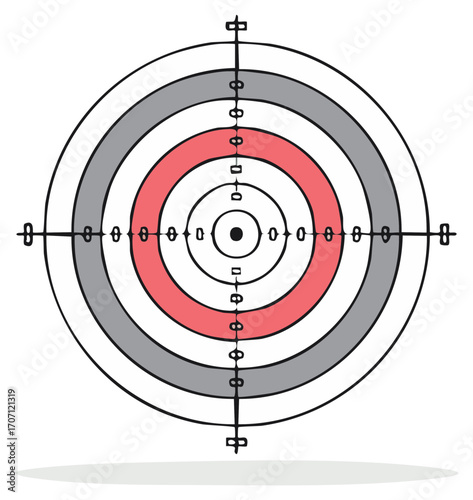 Target with crosshairs and concentric circles for shooting practice and accuracy