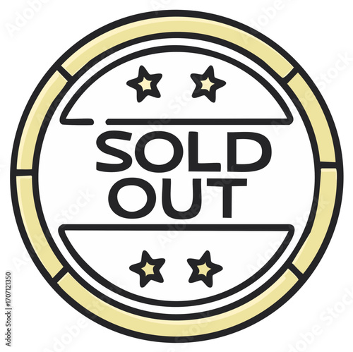Sold Out Stamp with Stars and Yellow Border