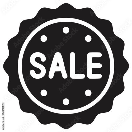 Black and White Sale Badge Promotion Illustration Vector Design