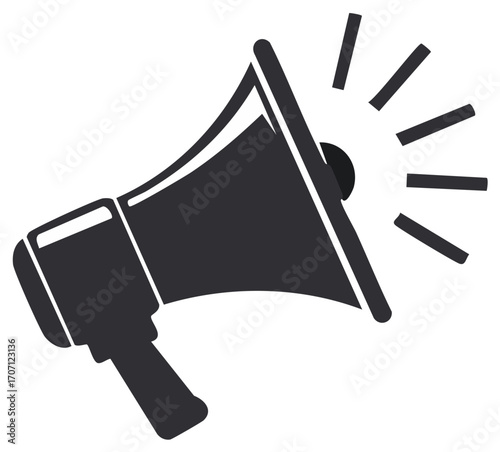 Simple megaphone icon with sound waves symbolizing public announcement and alert