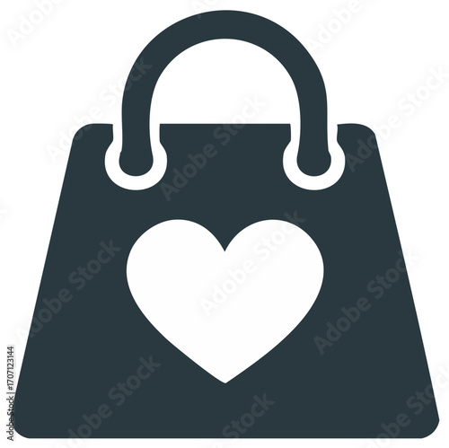 Shopping Bag with Heart Icon Symbolizing Love and Commerce
