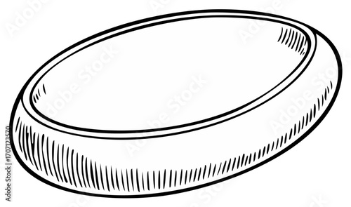 Hand Drawn Ice Hockey Puck in a Vintage Sketch and Engraving Style
