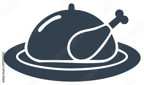 Thanksgiving Meal Turkey Dinner on Serving Platter Holiday Graphic Illustration Festive Food Design