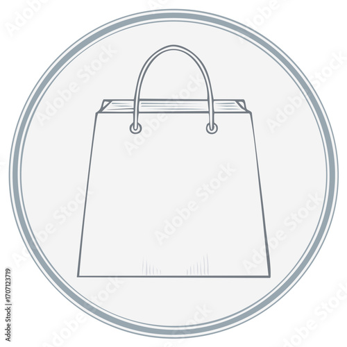 Shopping bag icon with rounded frame for commerce or retail use in an advertising graphic