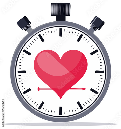 Heart in Stopwatch Depicting Time for Fitness and Health in Illustration