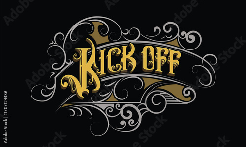 KICK OFF lettering custom style design