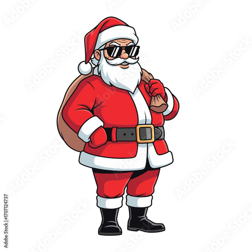 Cool Santa Claus, Holiday Celebration, Graphic Design, Merry Environment, Playful Viewpoint, Fun Concept