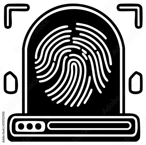 Fingerprint scanning device biometric authentication identity access symbol