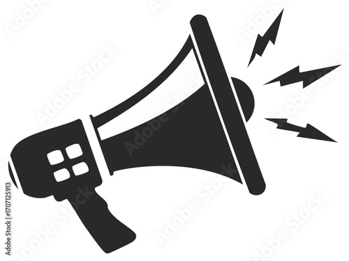 Loudspeaker or Bullhorn Illustration with Sound Waves or Exclamations
