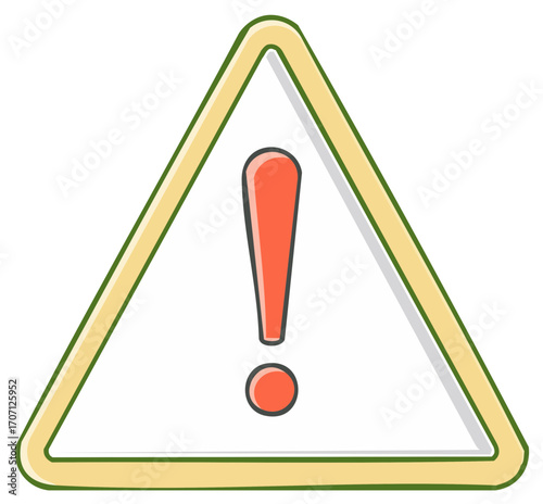 Warning sign with red exclamation point in triangle shape, cautionary symbol for hazard ahead