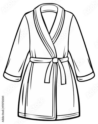 Outline drawing of a cozy bathrobe with a belt