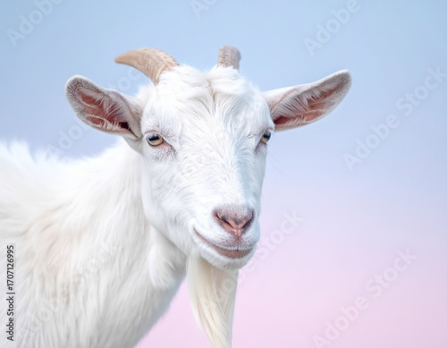 Goat portrait, Goats are among the first domesticated animals