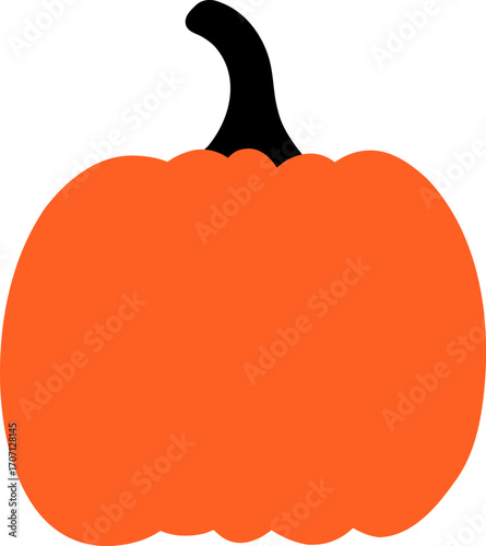 Tall orange pumpkin graphic element. Simple, plain uncarved gourd for seasonal autumn or Thanksgiving design.