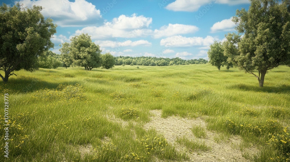 Obraz premium Meadow landscape sunny day