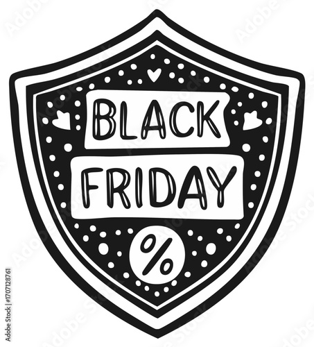 Shield Black Friday sale discount badge illustration Vector Design for commercial purpose