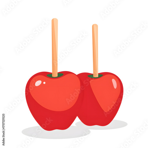 Vibrant candy apples on sticks, sweet fair treat