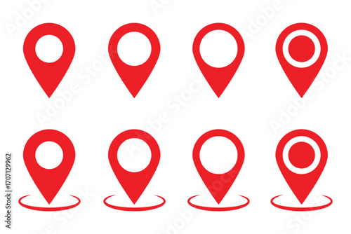 map location icon set . Location icon set, Map pin place marker. Location or map pin icon symbol set.