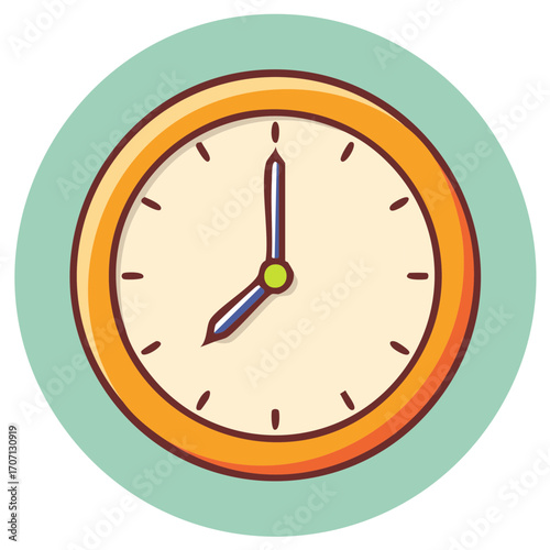 Stylized wall clock showing eight o'clock against a light teal background for time concept