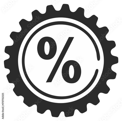 Cogwheel percentage sign icon for discounts sales promotions and business deals