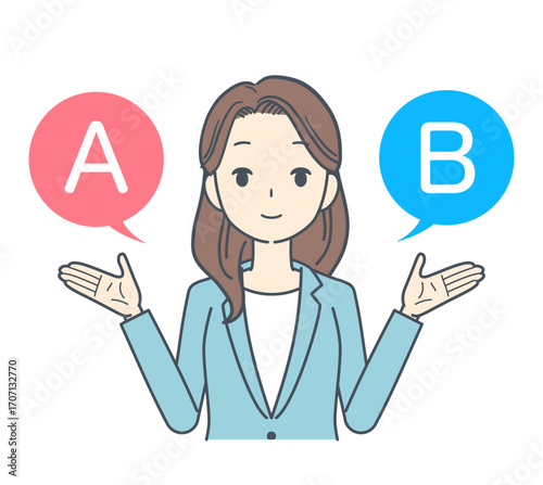 AとBの選択肢を選ぶビジネスウーマン
