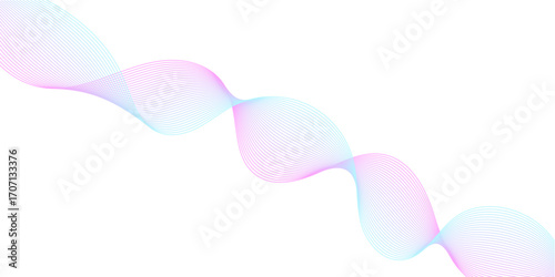 Pink Blue Gradient Abstract Wave Line Pattern on White Background