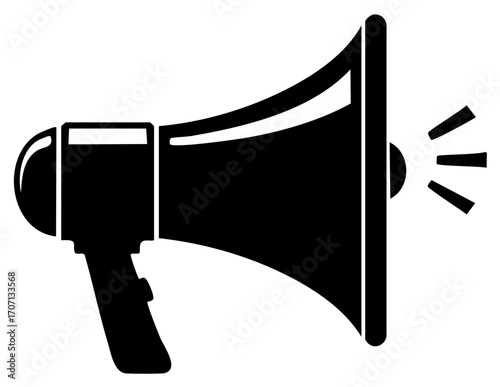 Black Megaphone Icon Emitting Sound Waves
