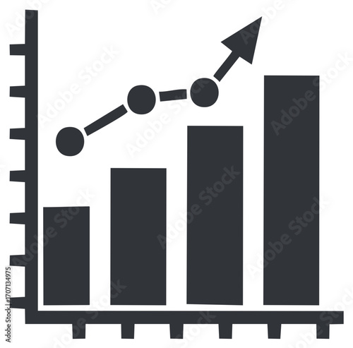 Growing business chart with rising trend line and arrow icon symbolizing success