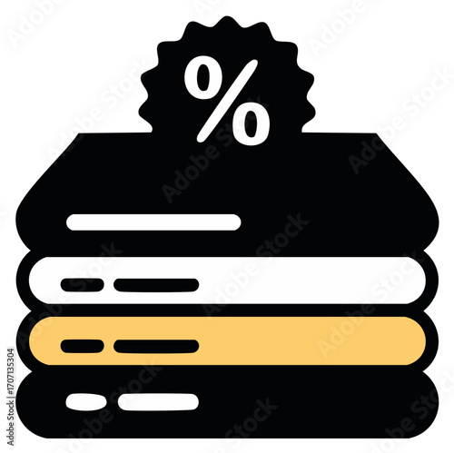 Stack of Books with Percentage Sign Indicating a Sale or Discount Offer
