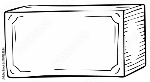 Hand-drawn box with decorated front panel and stacked pages graphic.