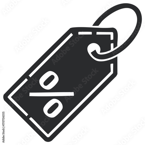 Monochrome Price Tag with Percentage Sign for Retail Sale Discount