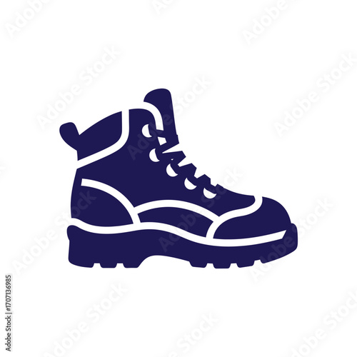Illustration of a sturdy hiking boot isolated on white background, perfect for outdoor adventures and exploring nature trails with comfort and support