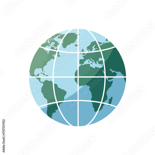 Illustration of a globe isolated on white background, representing the world, geography, travel, international connections, and global awareness