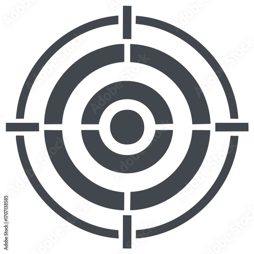 Target with concentric circles and crosshairs, accuracy concept