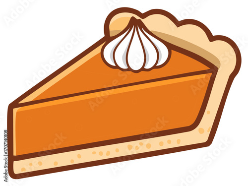 Pumpkin pie piece decorated with whipped cream Holiday dessert Thanksgiving treat