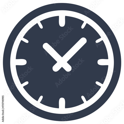 Minimalist dark blue clock face with white hands and hour markers