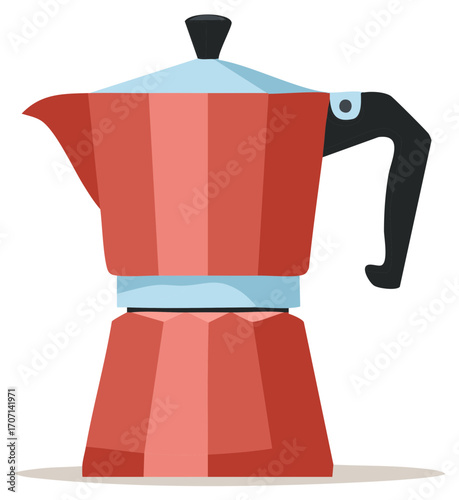 Classic Style Italian Red Coffee Maker for Brewing Rich Espresso at Home Kitchen, Hot Beverage, Refreshments