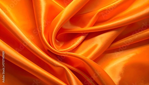 Orange satin fabric folds