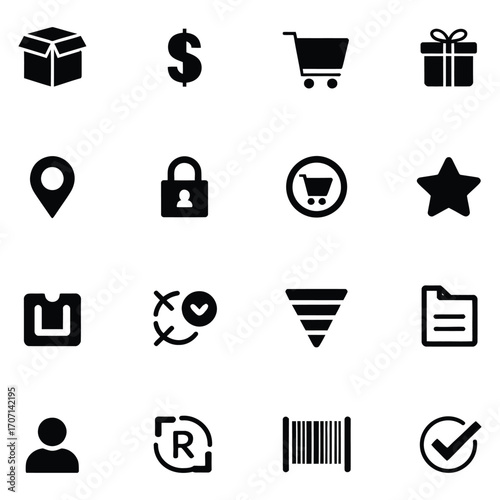 Icons for online shopping and business dollar sign