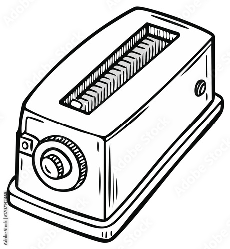 Toaster Hand Drawn Black and White Line Art Illustration for Food Service and Breakfast