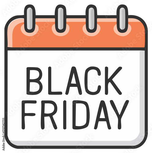 Black Friday Calendar Icon Illustration