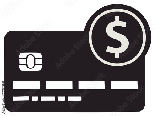 Debit or Credit Card with Dollar Coin Financial Concept