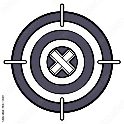 Crosshairs Target with X Mark Symbol in Center