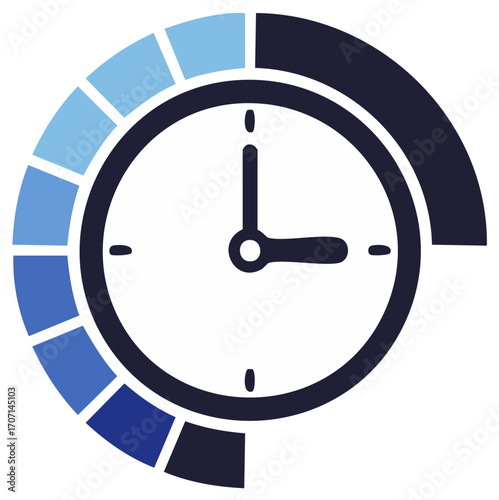 Clock with progress indicator, time management concept
