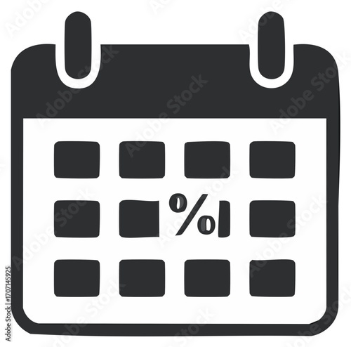 Calendar with percentage symbol indicating discount dates or financial planning