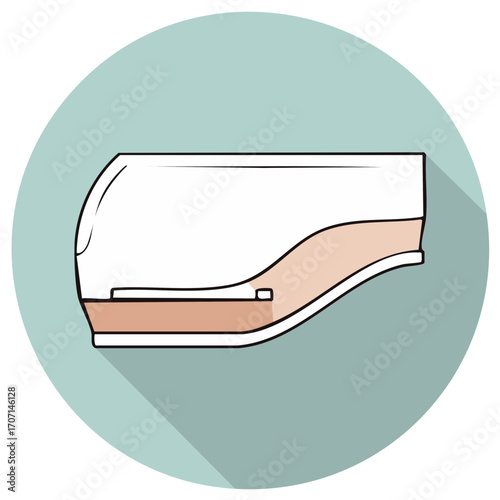 Stylized air conditioner icon with long shadow isolated on colored round background. Flat style domestic climate control system.