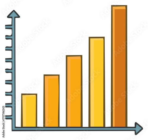 Column chart showcasing data increasing over time, signifying growth in business or sales performance