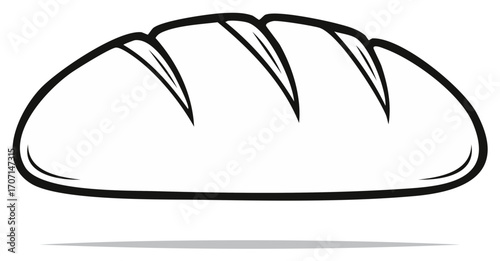 Simple black outline vector illustration of a freshly baked long loaf of bread perfect for bakery design