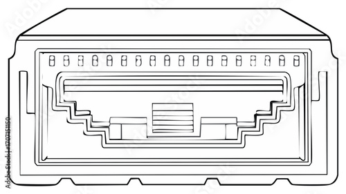 Schematic Illustration of a Network Port, Ethernet Connector Outline, Networking Hardware Diagram